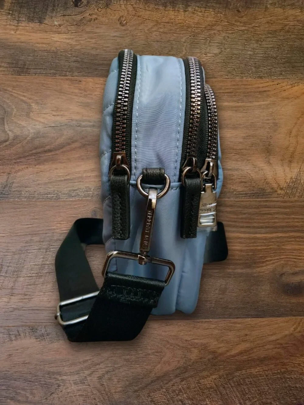 Steve Madden Blue Haze Quilted Nylon Crossbody Bag